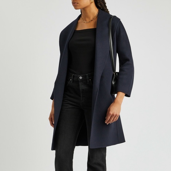 NEW S’ Max Mara Messi Wool Coat Dark Navy Size US 0 / IT 34 - Picture 3 of 8